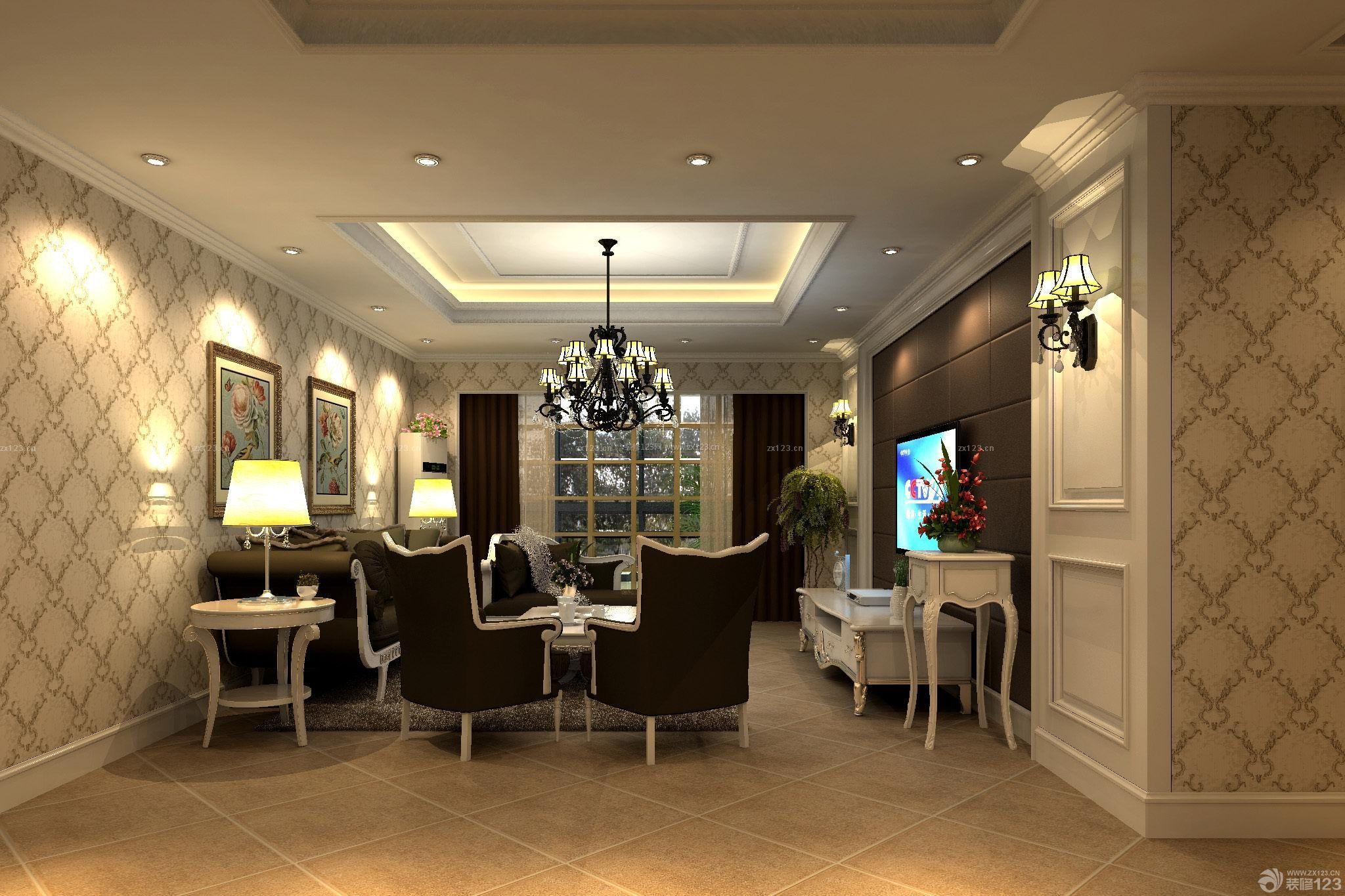 后現代風格110平米住宅室內墻紙裝修指南